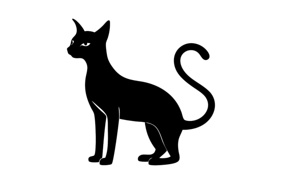 Black Silhouette of a Prowling Cat SVG