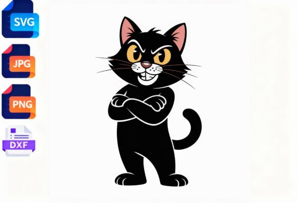 Cartoon Black Cat SVG Halloween Design