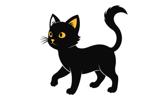 Cartoon Illustration of a Black Cat Svg