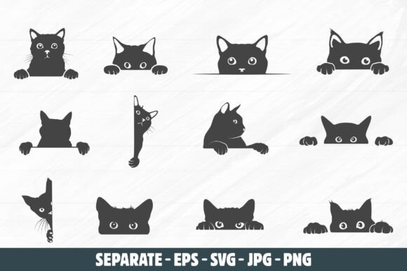 Cat Peeking Silhouette SVG