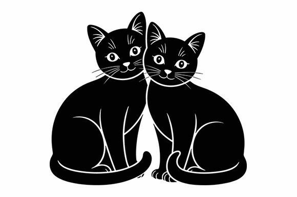 Cute Black Cat Duo SVG Design