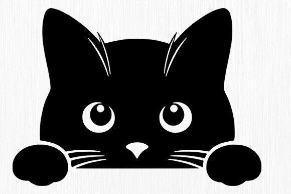Cute Black Cat Peeking SVG, Peeking PNG