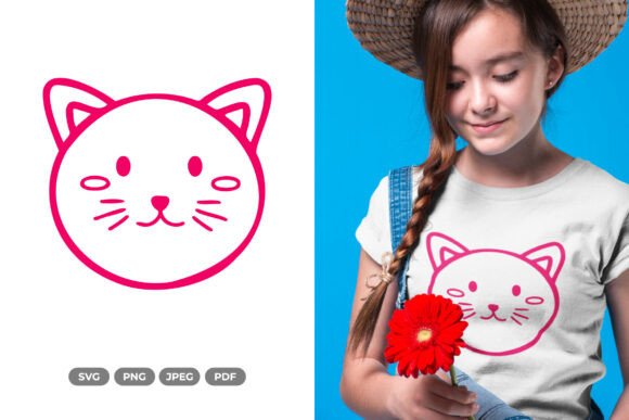 Cute Cat Head SVG Clipart