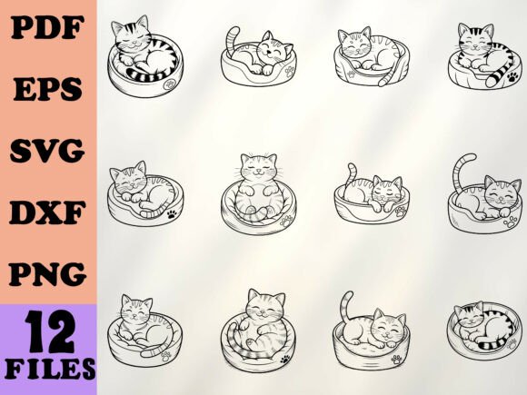 Cute Sleeping Kitten Svg