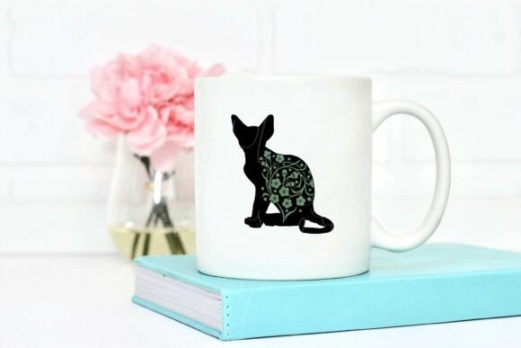 Devon Rex Floral Silhouette SVG