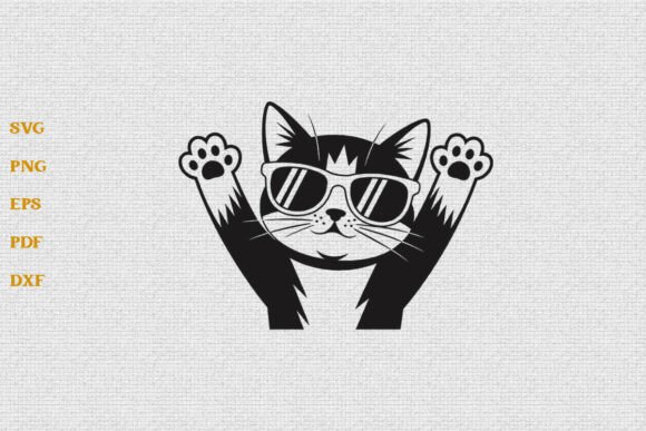 Funny Peeking Cat Silhouette Vector SVG