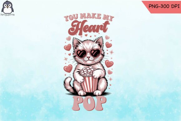 Funny Valentine Cat SVG Heart Popcorn