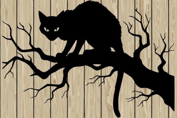 Halloween Creepy Cat Silhouette SVG