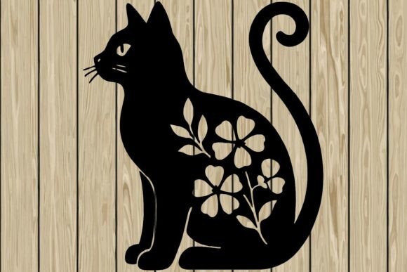 Halloween Floral Cat Sitting SVG