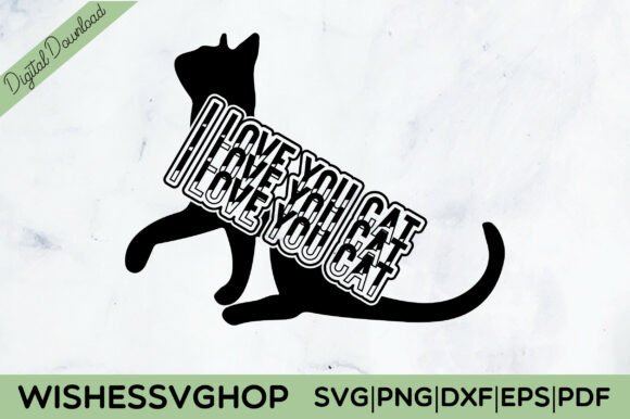 I Love You Cat SVG PNG