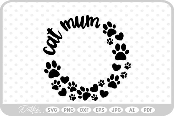 Mama Mother Cat Kitten SVG PNG DXF