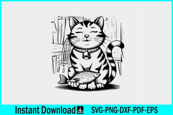 Maneki Neco Lucky Fortune Cat SVG Vector
