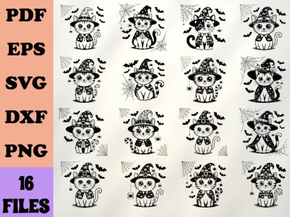 Patchwork Halloween Cat SVG Witch Cat