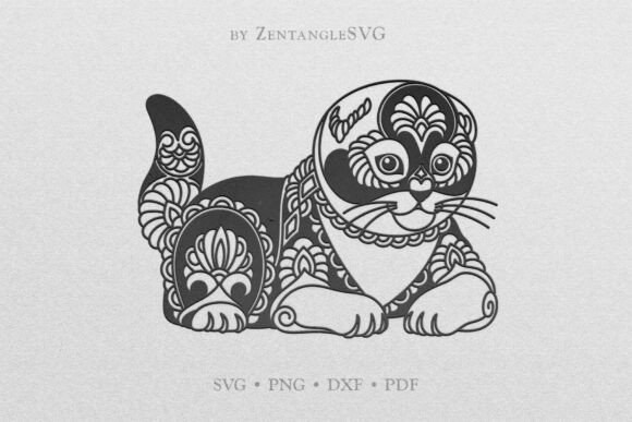 Scottish Fold Cat SVG, Mandala Cat SVG
