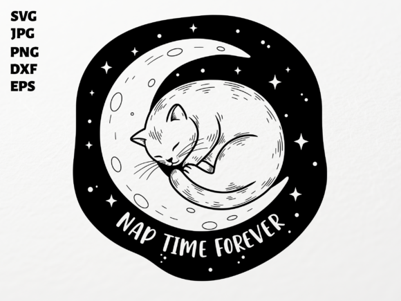Sleeping Cat Moon SVG for Cricut