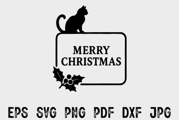 Vintage Christmas Cat Frame SVG Design
